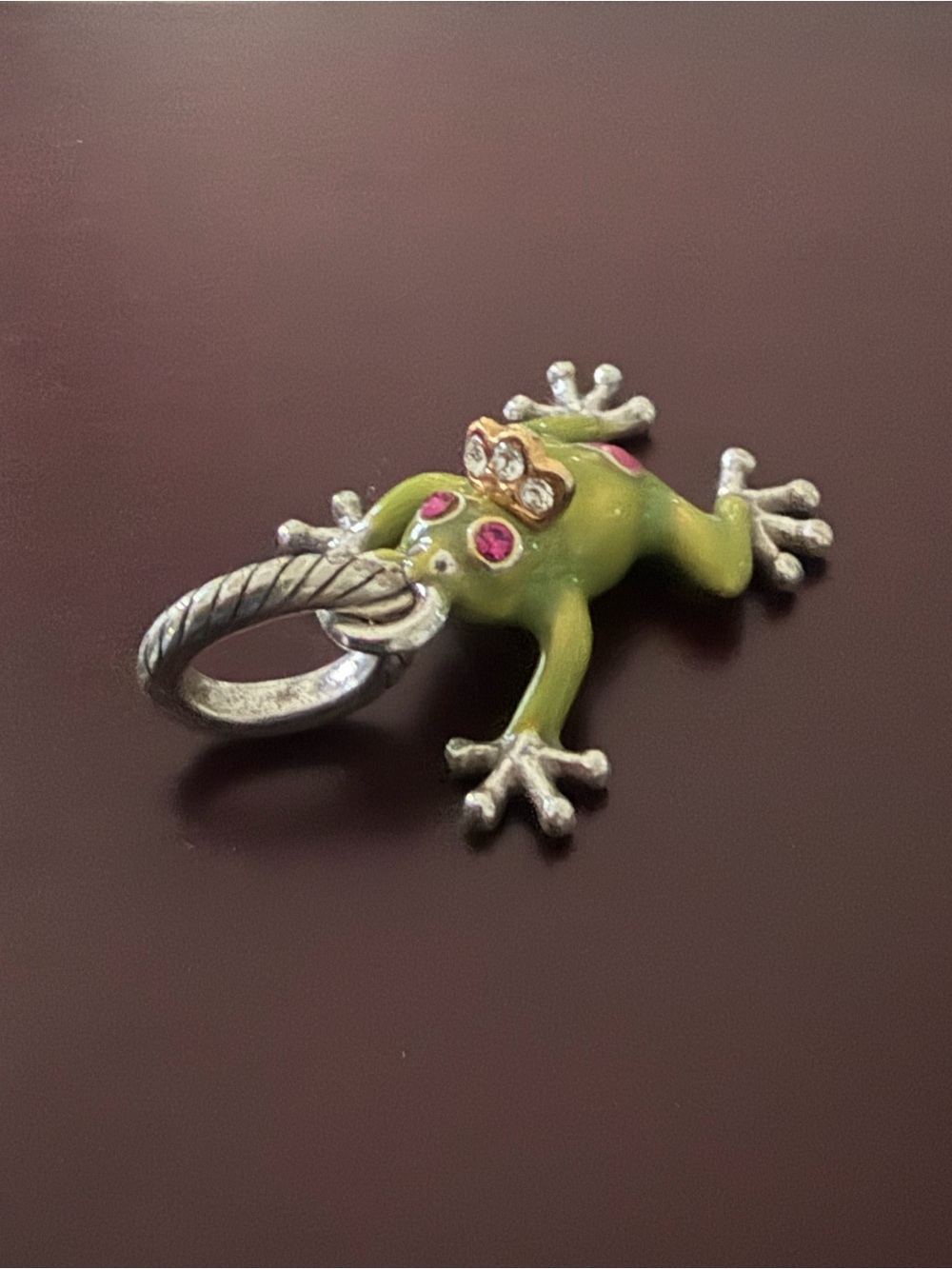 Brighton Jewelry Green Frog Crystal Charm Pendant Collectors Prince Charming